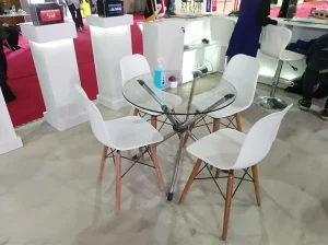 میز شیشه ای و صندلی پایه ایفلی